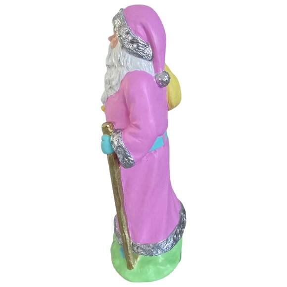 SANTA CLAUS PINK PASTEL CHRISTMAS DECORATION 15.5" TALL NEW NOEL CANDY COLORS - Picture 4 of 4
